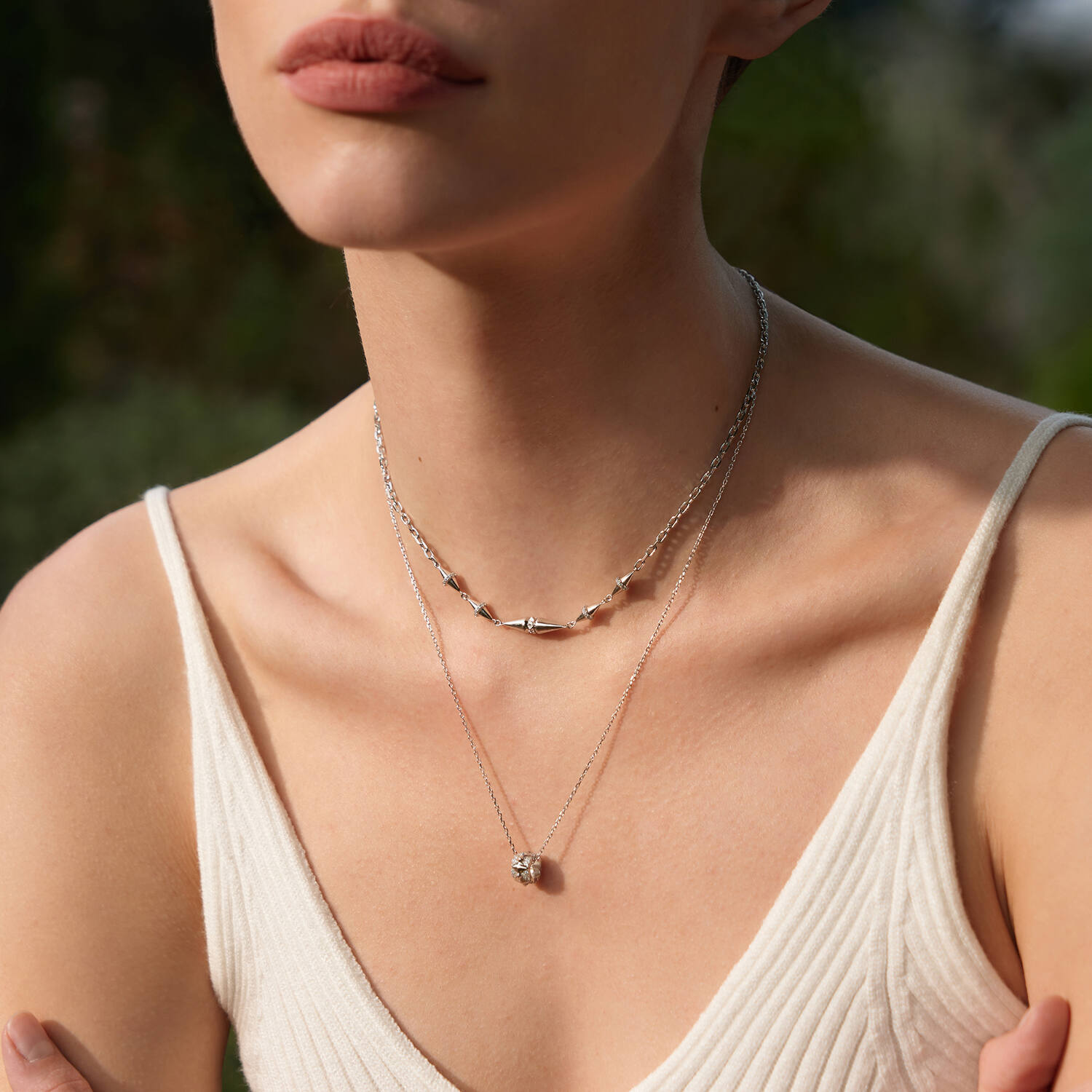  Polished Punk - Colliers à pendentif - Argent / Rhodié - Zircone - 55cm